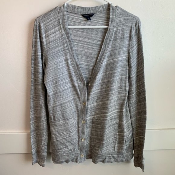 Banana Republic Heathered Gray Cardigan Sweater - Picture 1 of 5